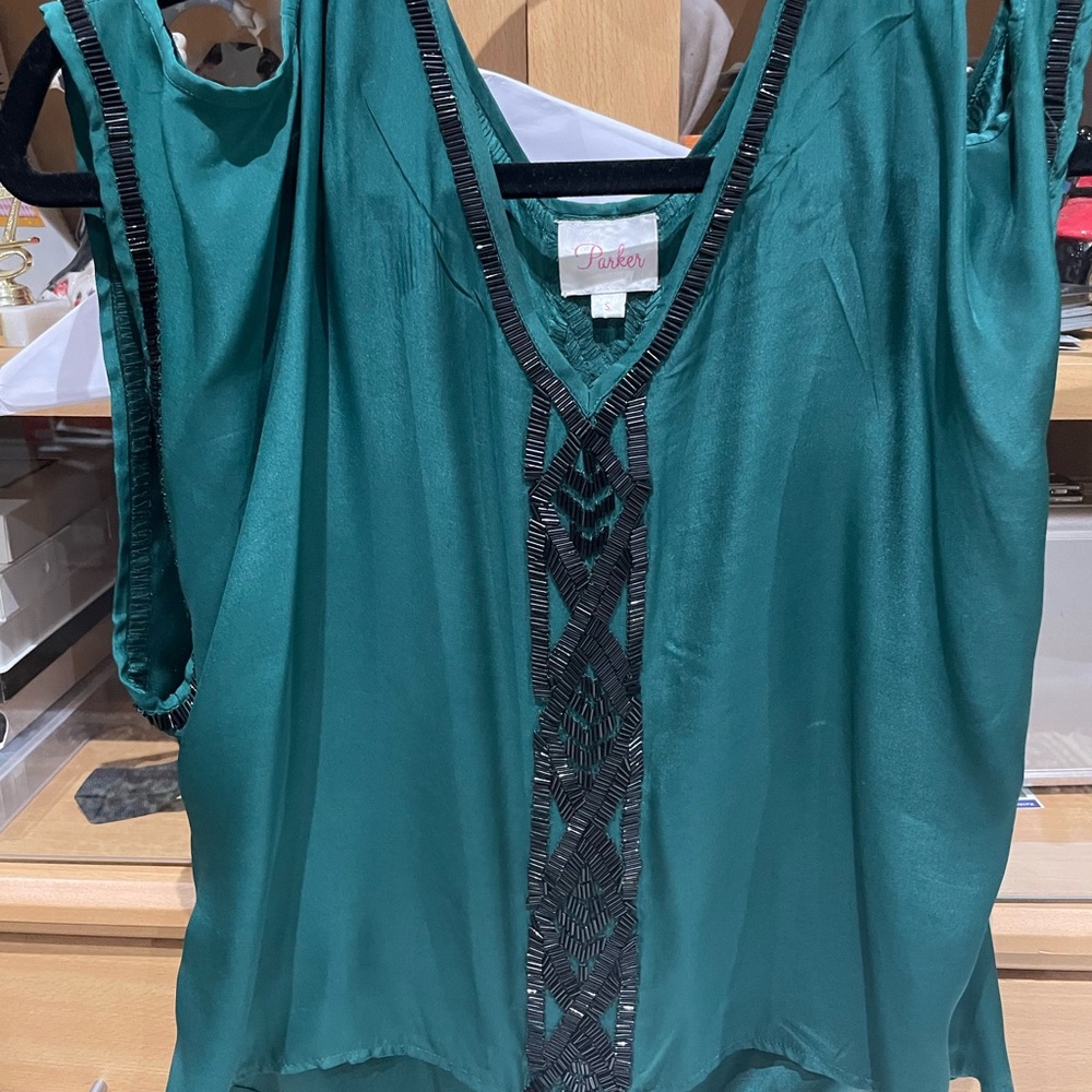 Parker Teal beaded top